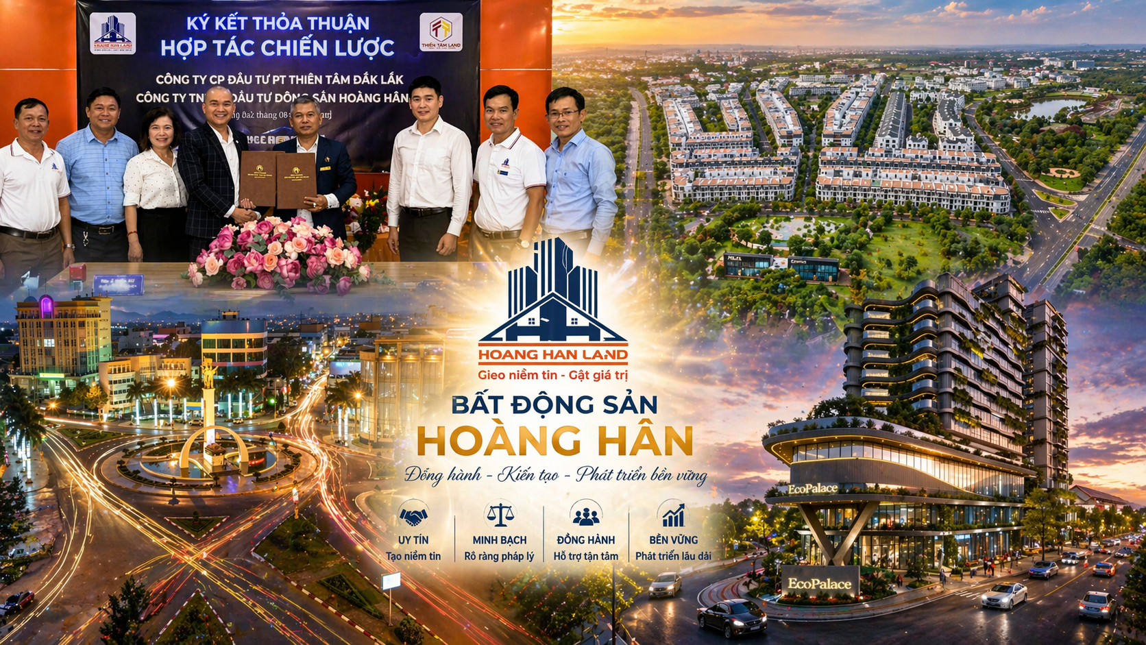 Công ty Bất Động Sản Hoàng Hân – Đối tác uy tín tại Đắk Lắk và Tây Nguyên Hình ảnh giới thiệu Công ty Bất Động Sản Hoàng Hân với hoạt động ký kết hợp tác chiến lược và phát triển dự án tại Đắk Lắk