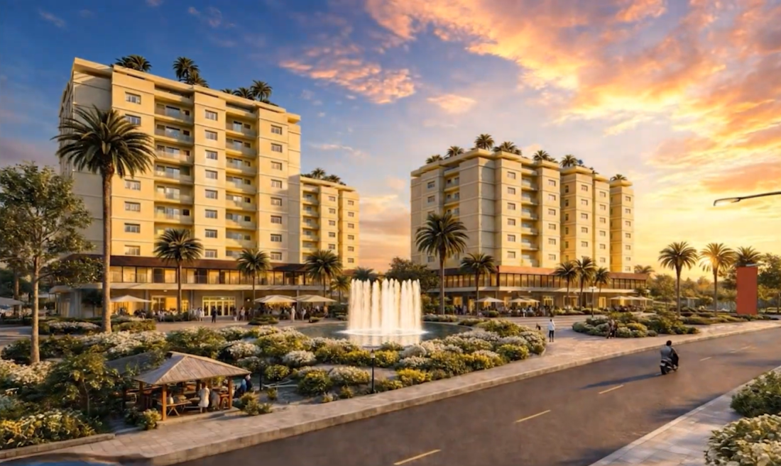Phối cảnh Cloud Living An Phú với các tòa căn hộ nhà ở xã hội hiện đại, không gian xanh và tiện ích nội khu tại Tuy Hòa Đắk Lắk