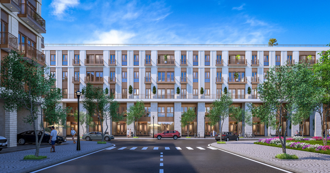 Phối cảnh nhà liền kề Cloud Reserve Central Tuy Hòa với thiết kế hiện đại, shophouse mặt tiền trung tâm phù hợp kinh doanh và an cư