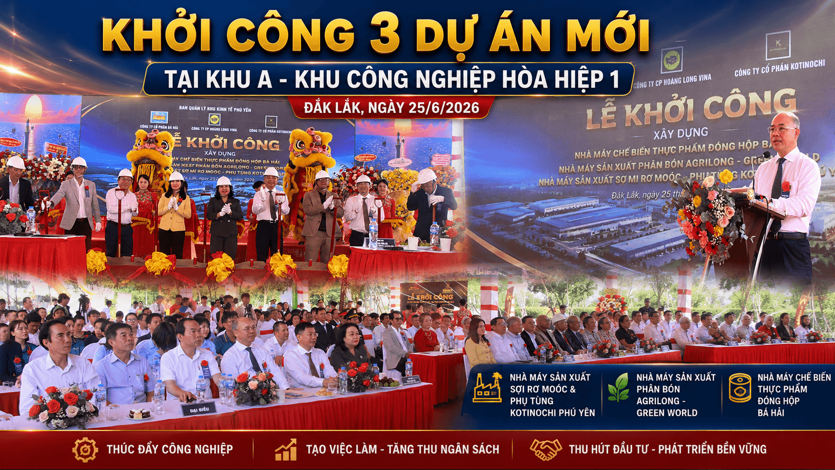 Khởi công 3 dự án mới tại Khu A - Khu công nghiệp Hòa Hiệp 1